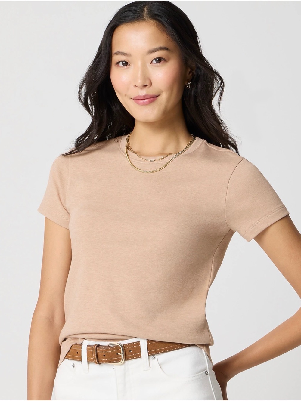 J. Crew Essential crewneck tee • size small • NWT • CS625 • heather acorn